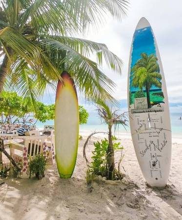 Decorated surfboards